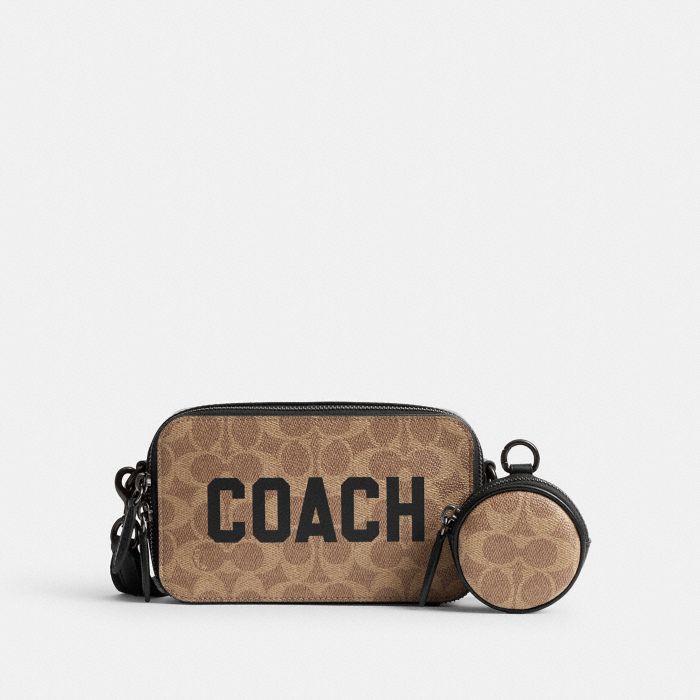 CHARTER 經典 SIGNATURE 帆布 COACH 圖樣窄版斜背手袋