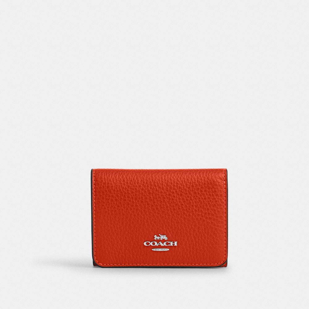 Card Holder Wallet In Signature Canvas - CZ034 - Silver/Sand/Deep Orange