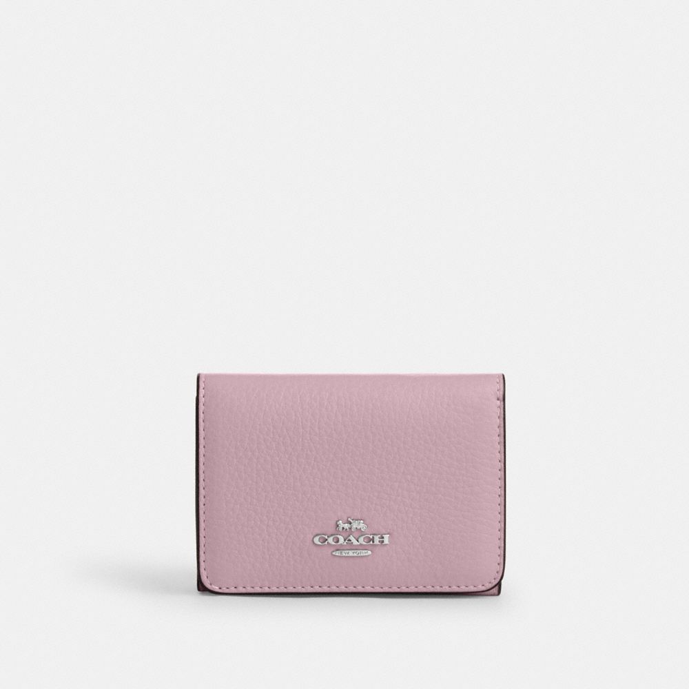 Card Holder Wallet In Signature Canvas - CZ034 - Sv/Chalk/Carnation