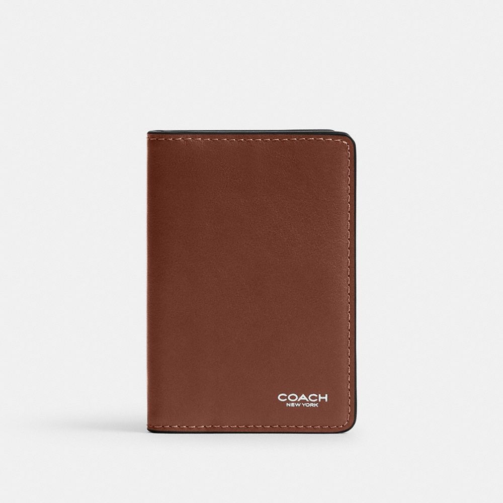 COACH&reg;,Card Wallet,Leather,Bi Fold,Logo,Casual,Brown,Front View