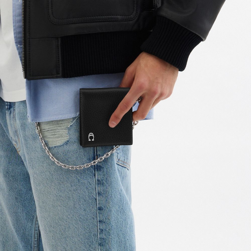 BILLFOLD WALLET WITH CHAIN-BLACK
