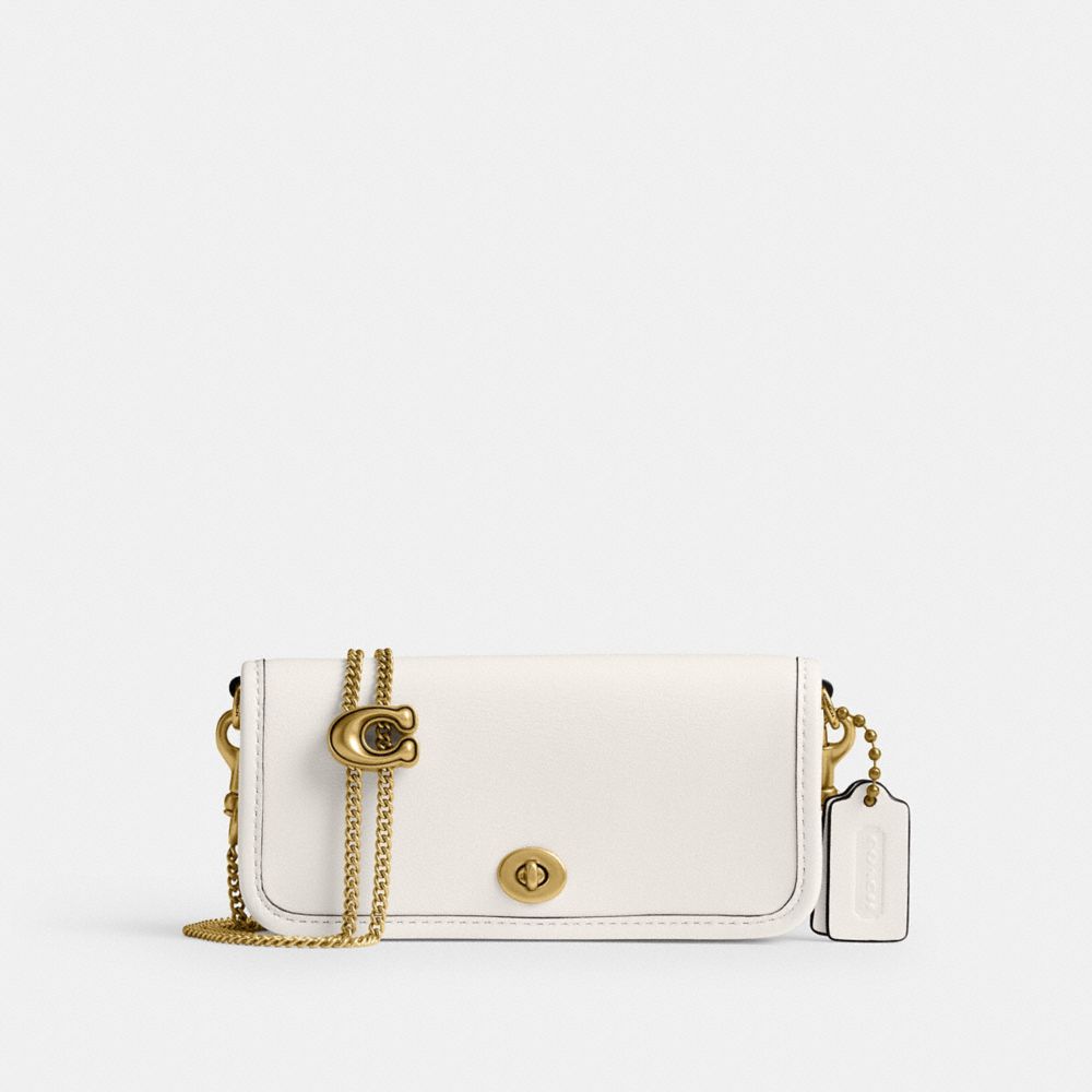 COACH&reg;,Dinky Bag 14,Leather,Lining Leather,Shoulder Bag,Locket,Metal,Compact,Gold Metal,Day Party,White,Front View