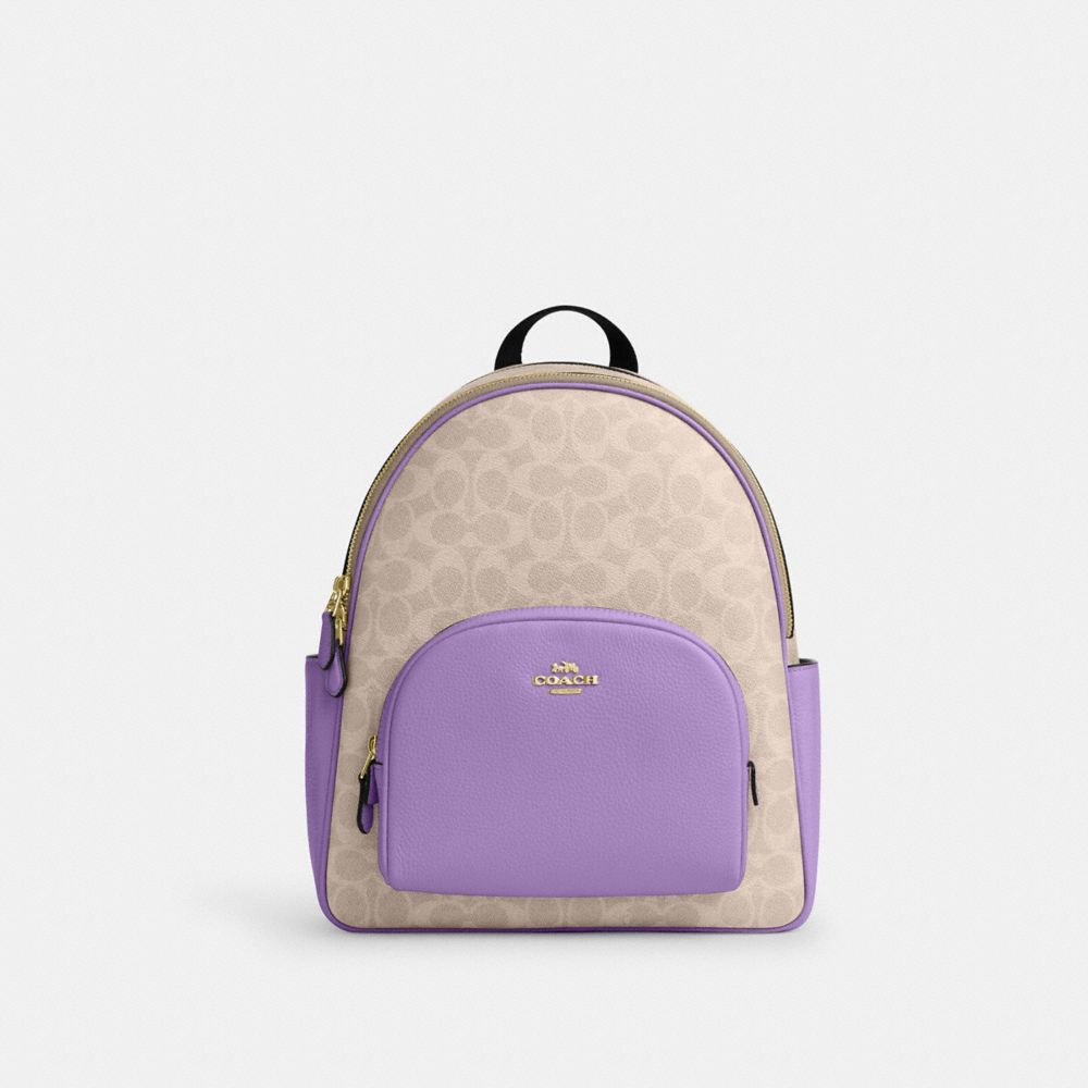 COACH CZ176 Court Backpack In Signature Canvas IM/SAND/IRIS