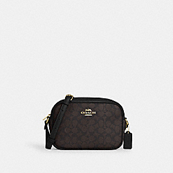 Jamie Camera Bag In Signature Canvas - CZ186 - Gold/Walnut/Black