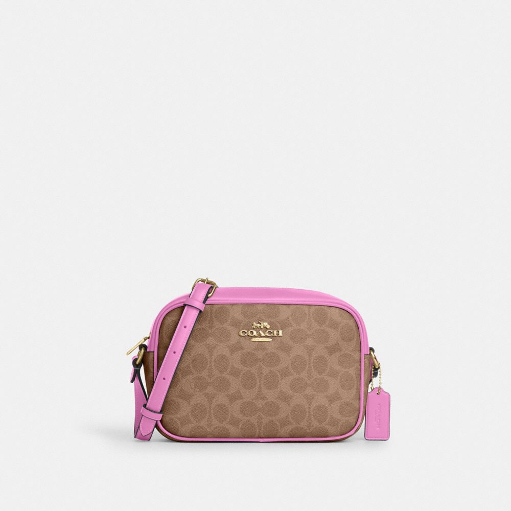 COACH CZ186 Jamie Camera Bag In Signature Canvas IM/TAN/FUSCHIA