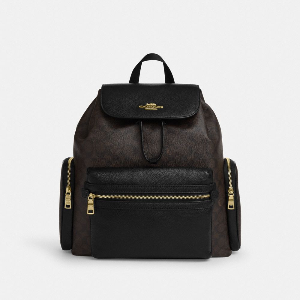 Baby Backpack In Signature Canvas - CZ187 - Gold/Walnut/Black