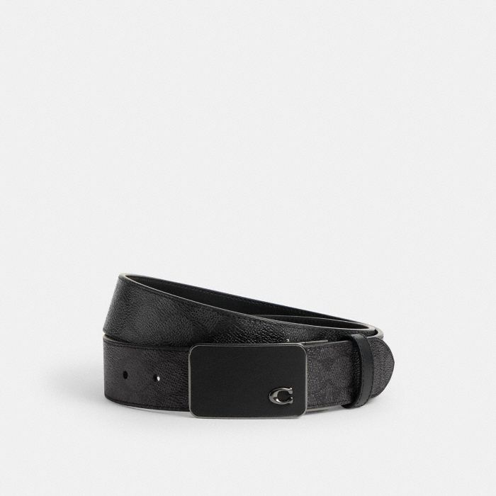 SIGNATURE PLAQUE BUCKLE CUT-TO-SIZE REVERSIBLE BELT, 38MM