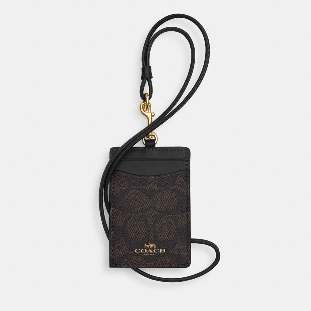 Id Lanyard In Signaure Canvas - CZ285 - Gold/Walnut/Black