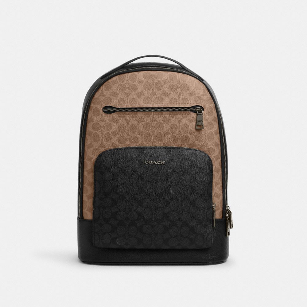 Ethan Backpack In Blocked Signature Canvas - CZ392 - Qb/Tan/Charcoal/Black