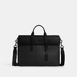 Sullivan Portfolio Brief In Signature Canvas - CZ402 - Gunmetal/Charcoal/Black