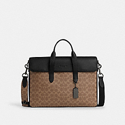 Sullivan Portfolio Brief In Signature Canvas - CZ402 - Qb/Tan/Black