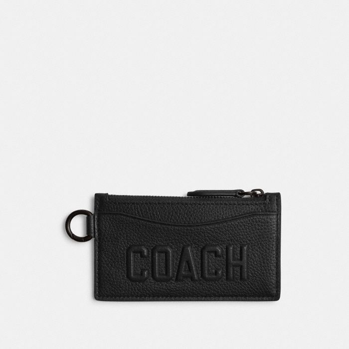 ZIP CARD CASE WITH COACH GRAPHIC