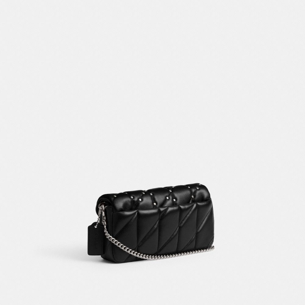 TABBY CROSSBODY WRISTLET WITH PILLOW QUILTING AND CRYSTAL RIVETS