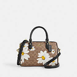 Rowan Satchel Bag In Signature Canvas With Floral Print - CZ590 - Gold/Tan Multi