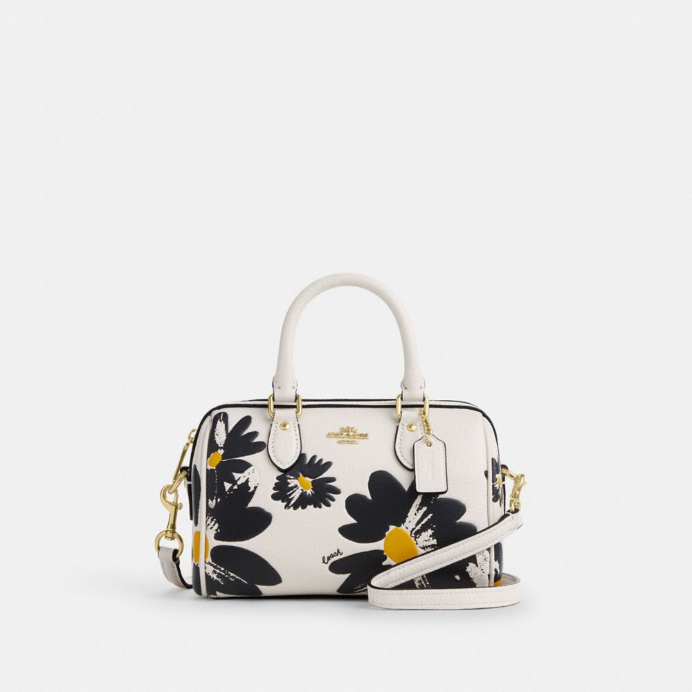 COACH CZ597 Mini Rowan Crossbody Bag With Floral Print GOLD/CHALK MULTI