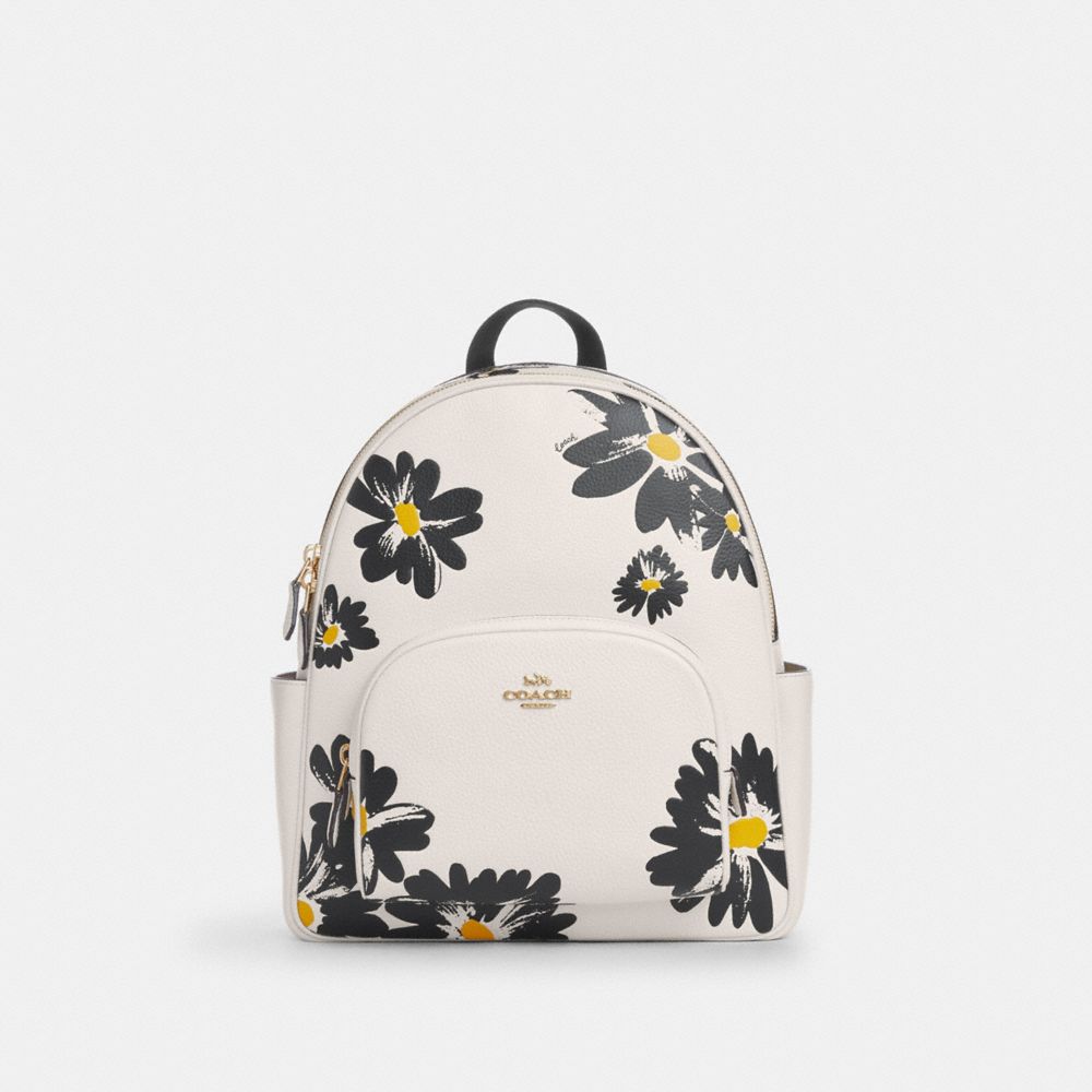Court Backpack With Floral Print - CZ600 - Gold/Chalk Multi