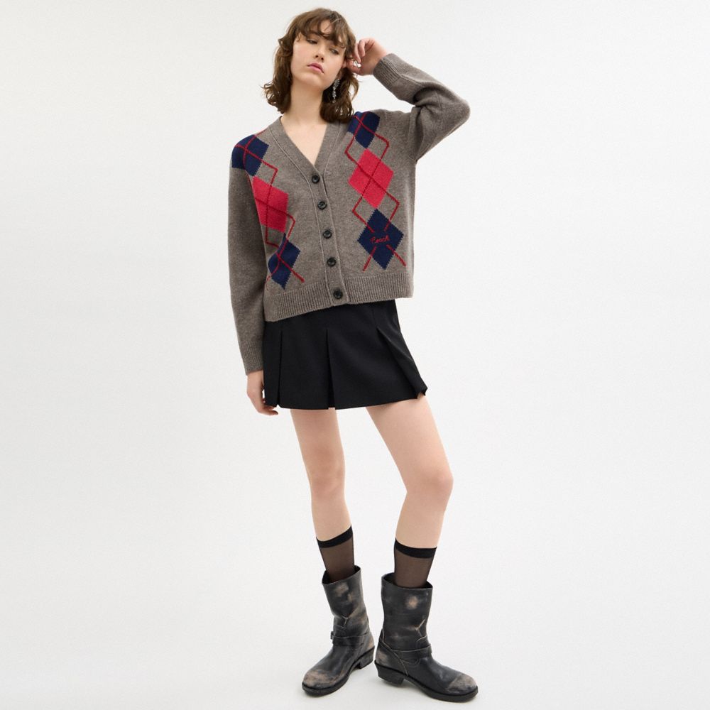 ARGYLE CARDIGAN SWEATER