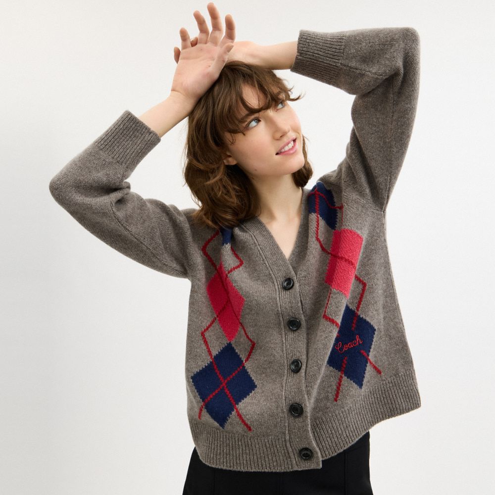 ARGYLE CARDIGAN SWEATER