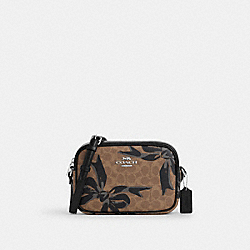 Jamie Camera Bag In Signature Canvas With Bow Print - CZ769 - Silver/Tan/Black Multi