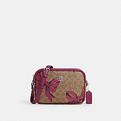 Jamie Camera Bag In Signature Canvas With Bow Print - CZ769 - Silver/Tan/Pink Multi