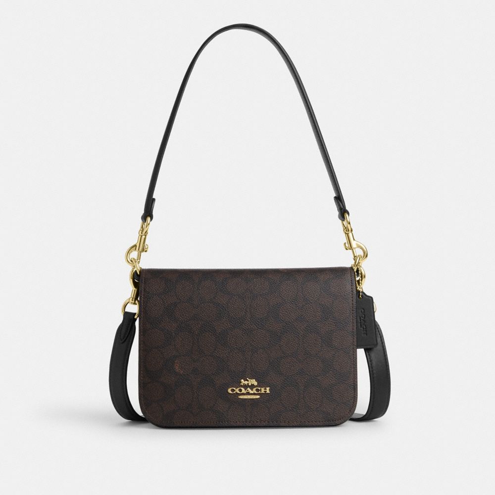 COACH CZ770 Quinn Bag In Signature Canvas GOLD/WALNUT/BLACK