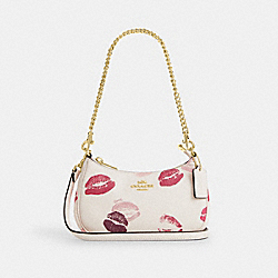 Teri Mini Crossbody Bag With Lips Print - CZ941 - Gold/Chalk Multi