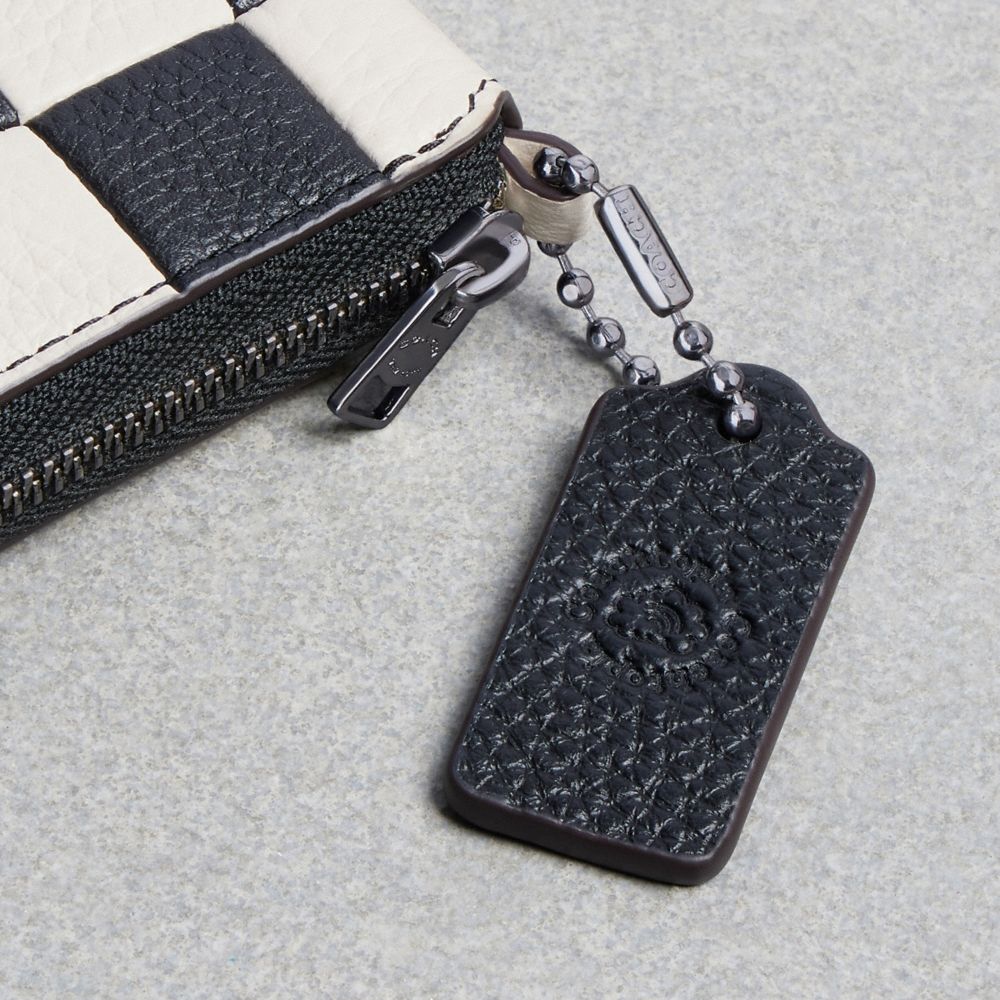 Zip Around Wallet In Checkerboard Upcrafted Leather