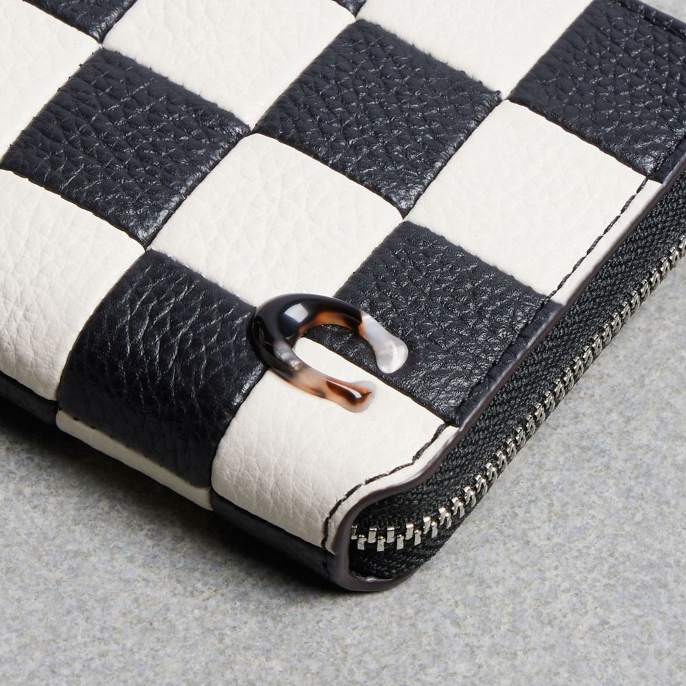 Zip Around Wallet In Checkerboard Upcrafted Leather