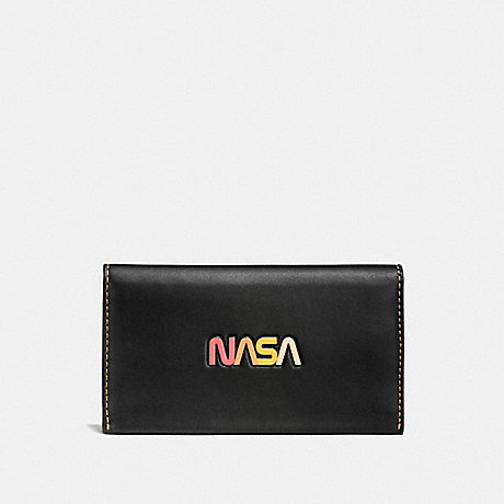 COACH PHONE WALLET WITH EMBOSSED SPACE - BLACK - F10467