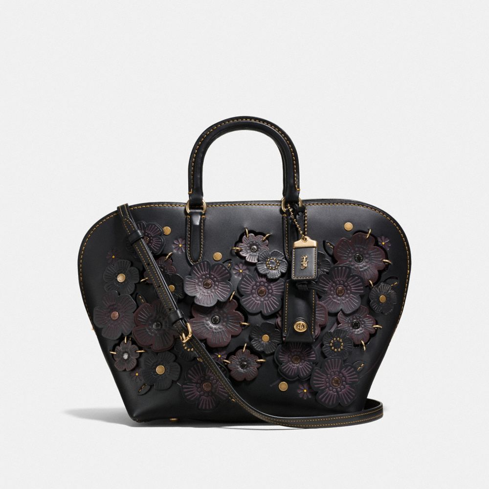 DAKOTAH SATCHEL WITH LINKED TEA ROSE - F10505 - OL/BLACK