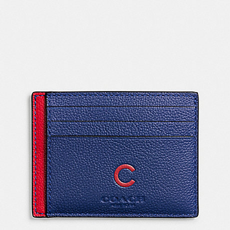 COACH MLB SLIM CARD CASE IN SMOOTH CALF LEATHER - CHI CUBS - f10847