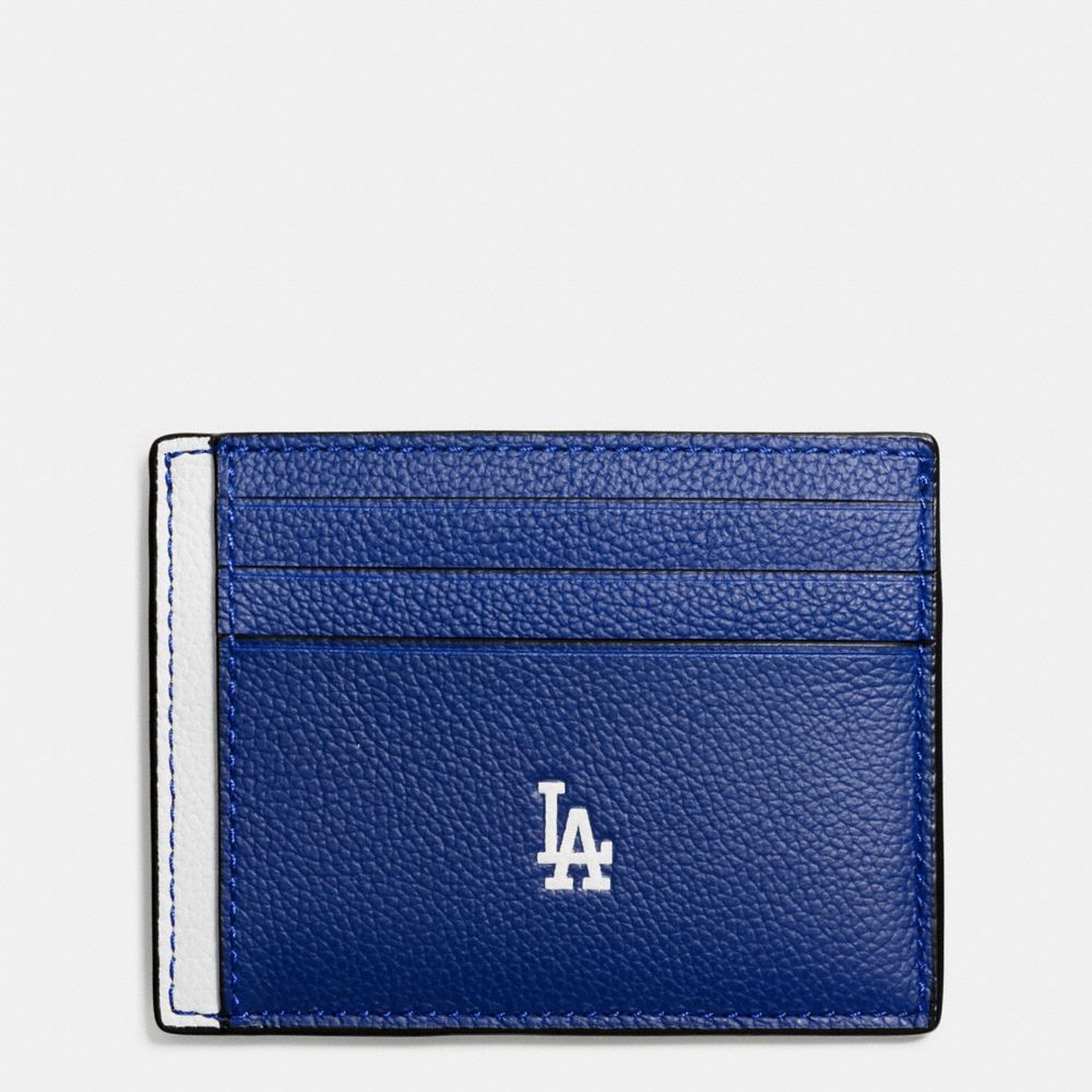 COACH F10847 Mlb Slim Card Case In Smooth Calf Leather LA DODGERS