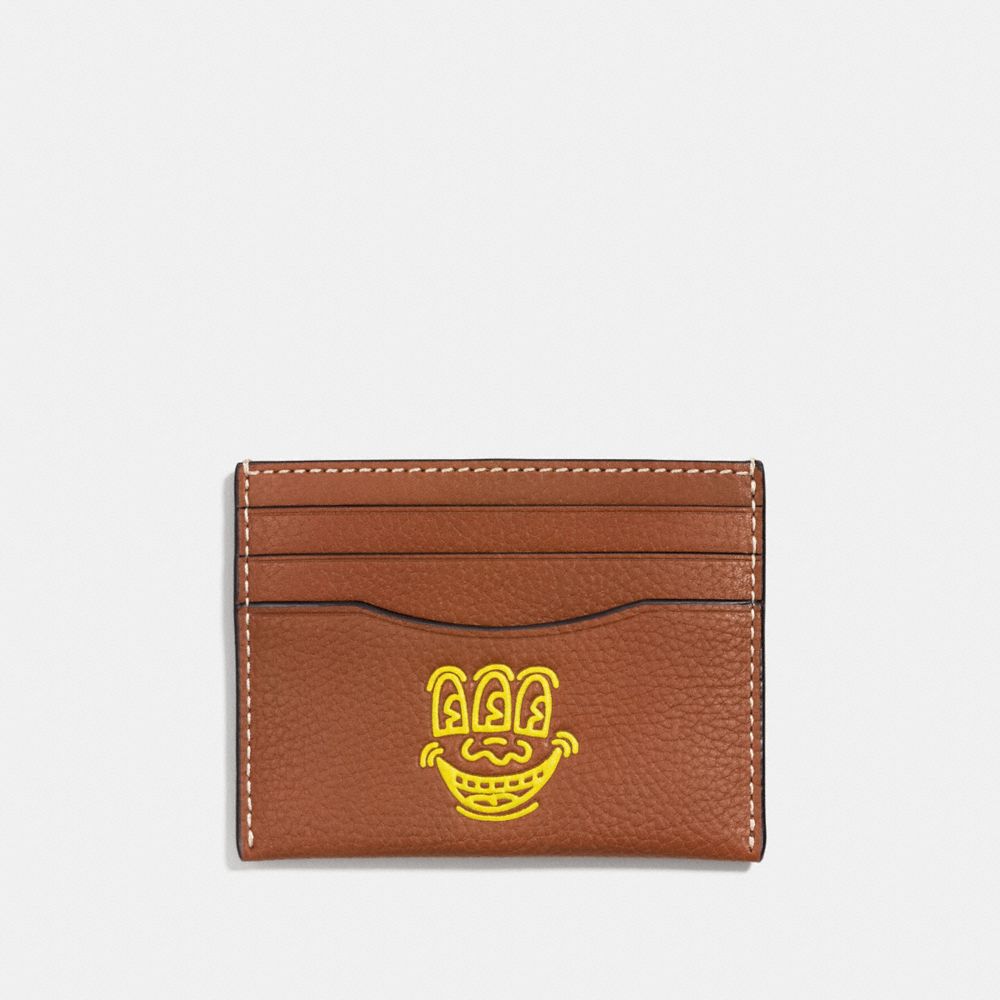 KEITH HARING CARD CASE - SADDLE/BRIGHT YELLOW - COACH F11029