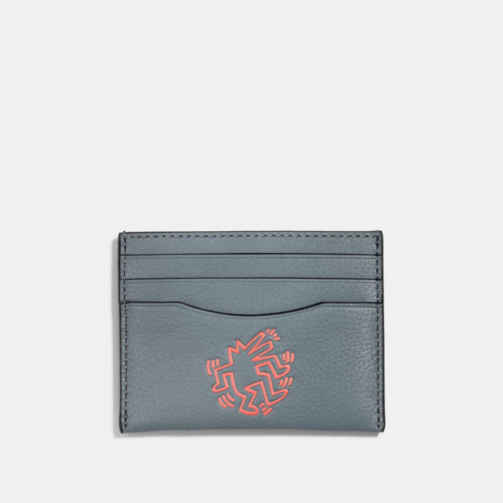 KEITH HARING CARD CASE - CORNFLOWER/BRIGHT ORANGE - COACH F11029