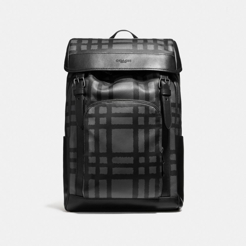 HENRY BACKPACK WITH WILD PLAID PRINT - COACH f11185 - BLACK  ANTIQUE NICKEL/GRAPHITE/BLACK PLAID