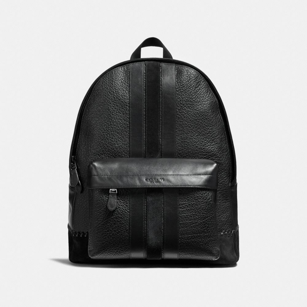 CHARLES BACKPACK WITH BASEBALL STITCH - f11250 - ANTIQUE NICKEL/BLACK