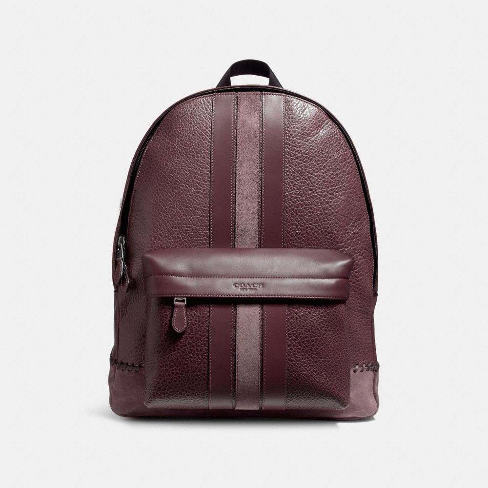 COACH f11250 CHARLES BACKPACK WITH BASEBALL STITCH BLACK ANTIQUE NICKEL/OXBLOOD