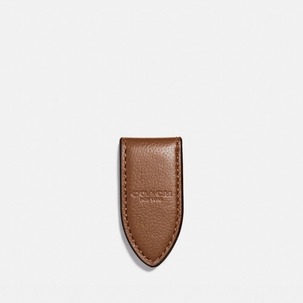 LEATHER MONEY CLIP - SADDLE - COACH F11456