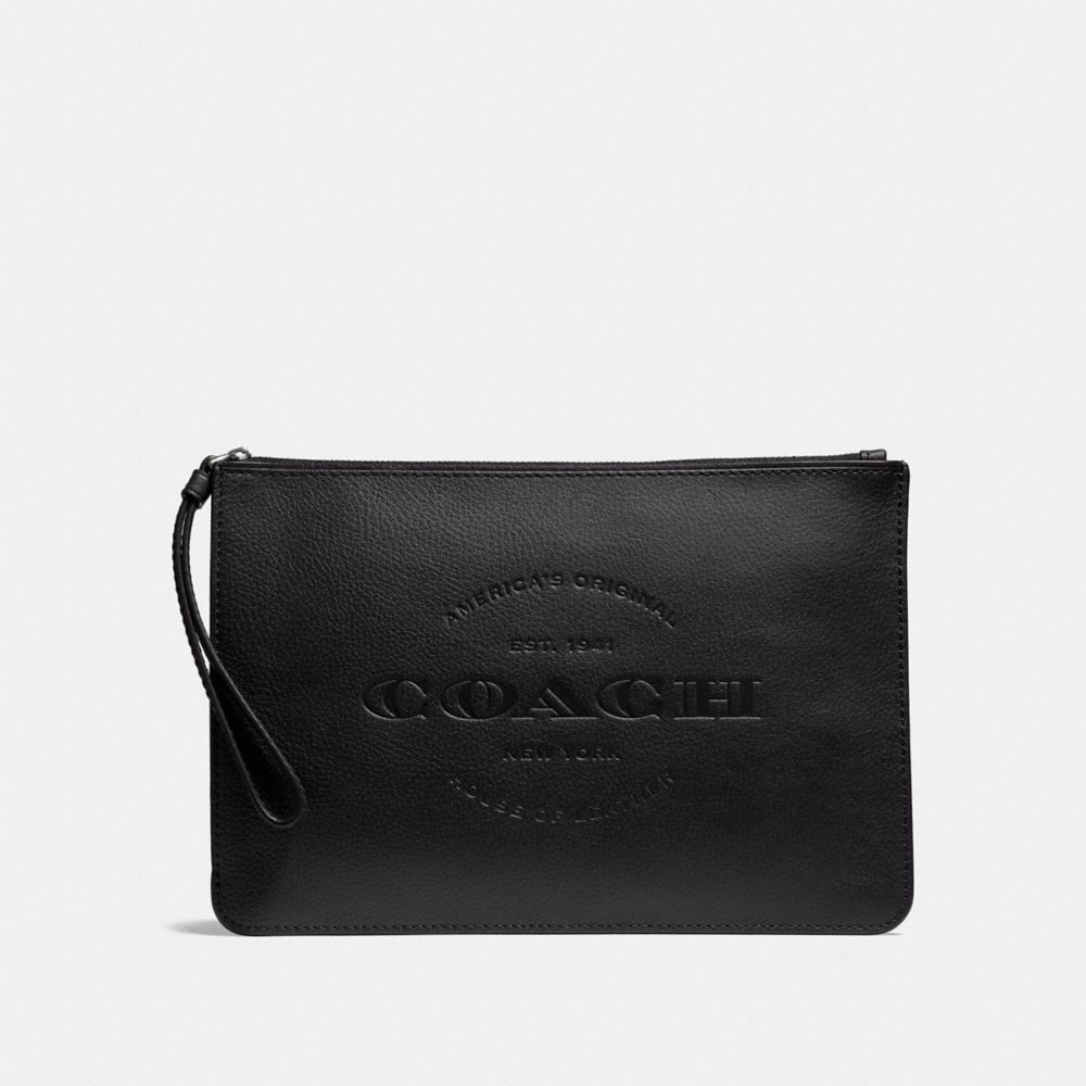 COACH HUDSON POUCH - ANTIQUE NICKEL/BLACK - f11482