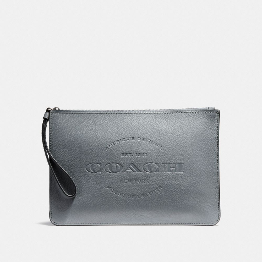 COACH HUDSON POUCH - BLACK ANTIQUE NICKEL/CORNFLOWER - F11482