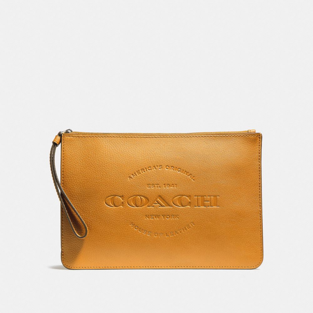 COACH HUDSON POUCH - BLACK ANTIQUE NICKEL/MUSTARD - F11482