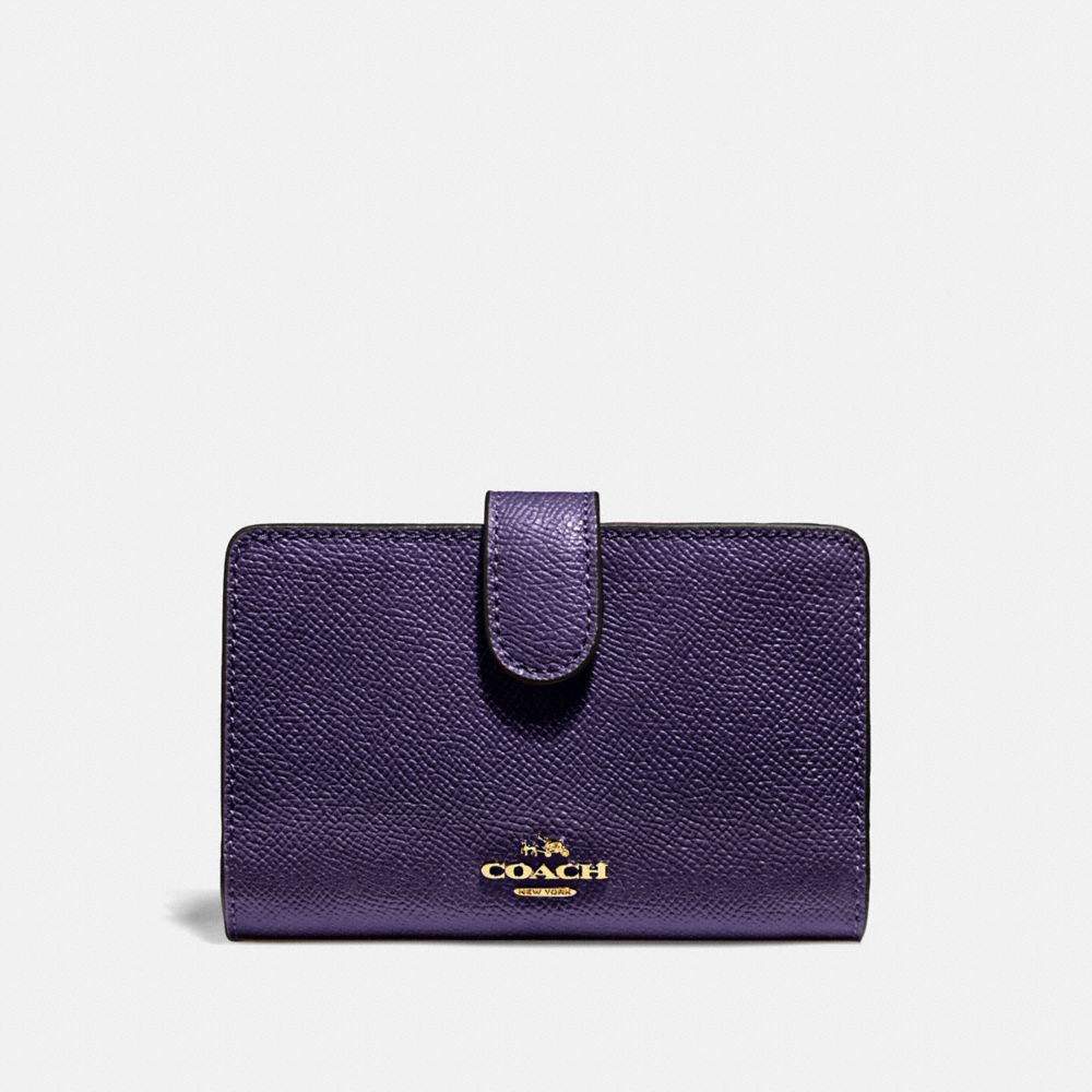 COACH F11484 MEDIUM CORNER ZIP WALLET DARK PURPLE/IMITATION GOLD