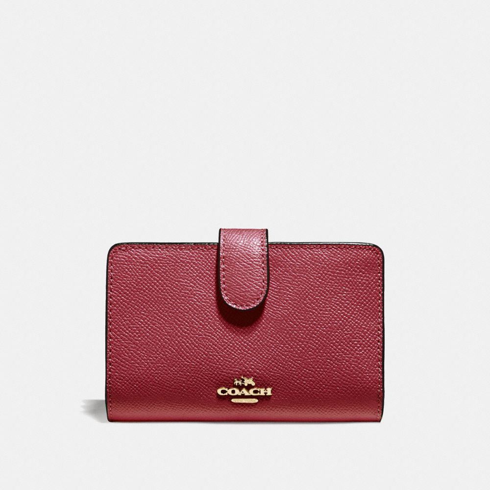 COACH F11484 MEDIUM CORNER ZIP WALLET CHERRY /LIGHT GOLD