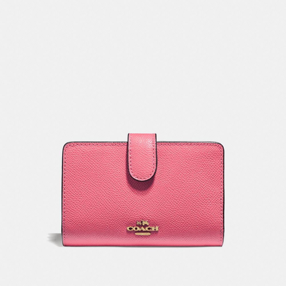 COACH MEDIUM CORNER ZIP WALLET - STRAWBERRY/IMITATION GOLD - F11484