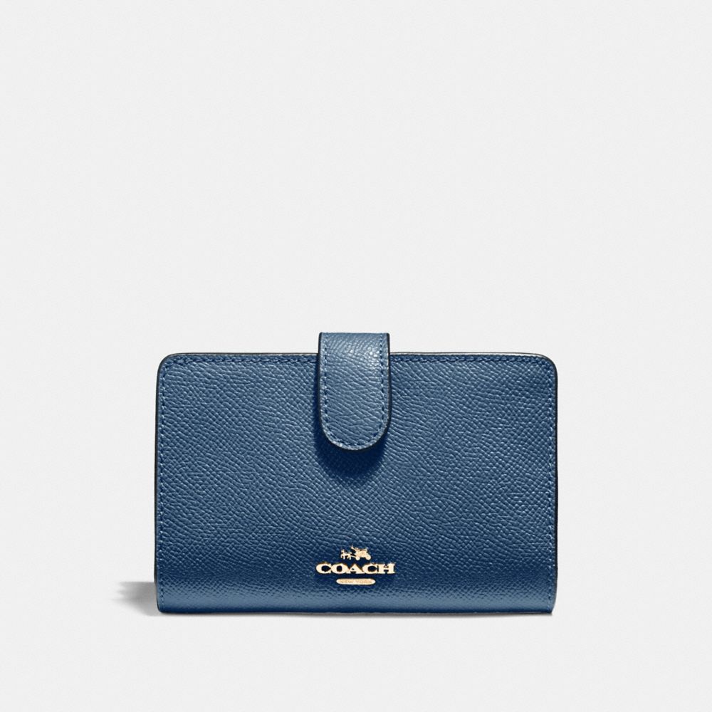 COACH F11484 Medium Corner Zip Wallet INK BLUE/LIGHT GOLD
