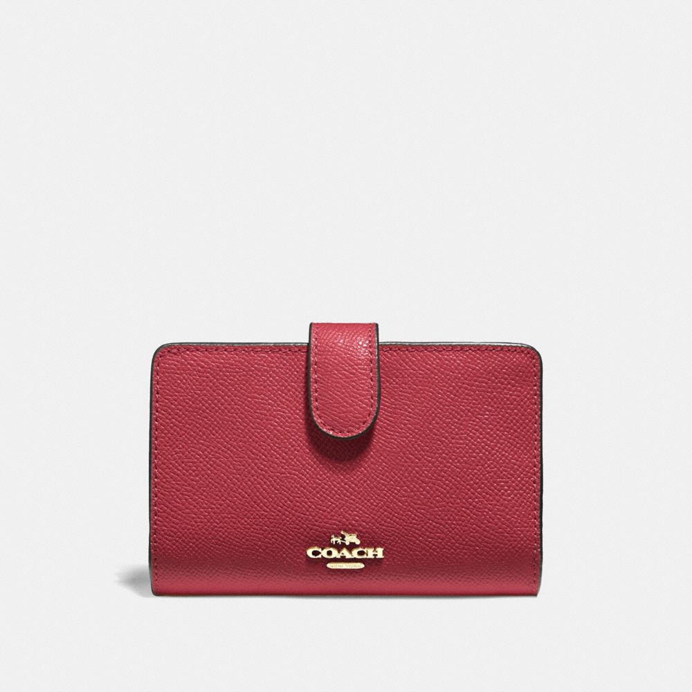 COACH MEDIUM CORNER ZIP WALLET - WASHED RED/GOLD - F11484