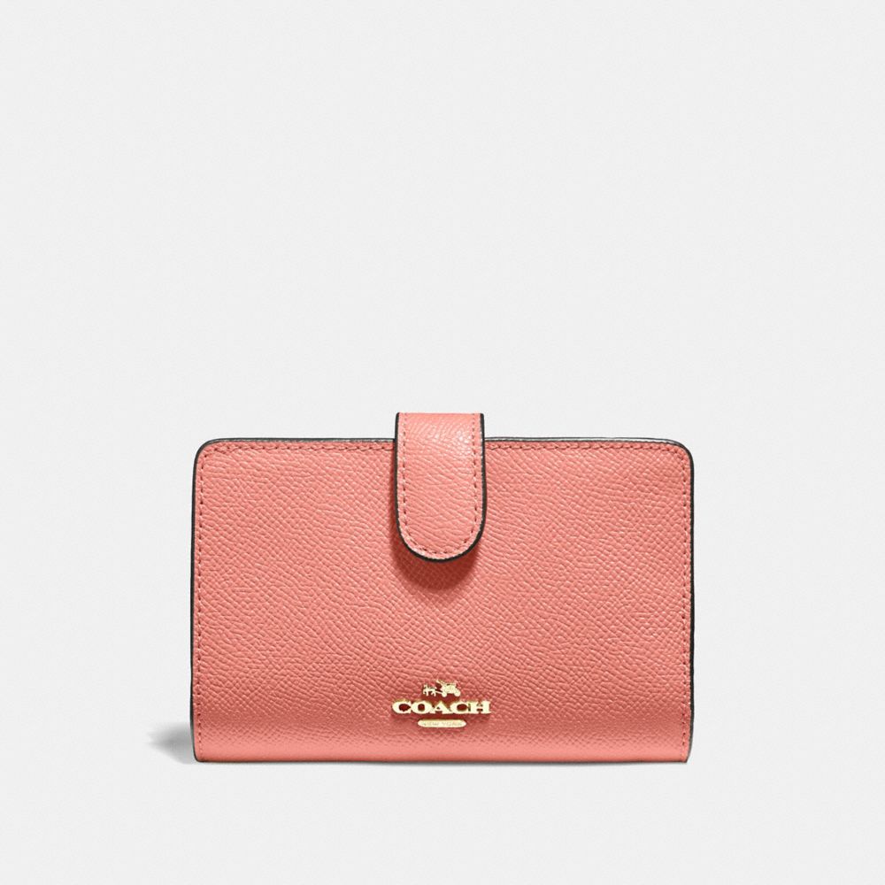 COACH F11484 - MEDIUM CORNER ZIP WALLET LIGHT CORAL/GOLD