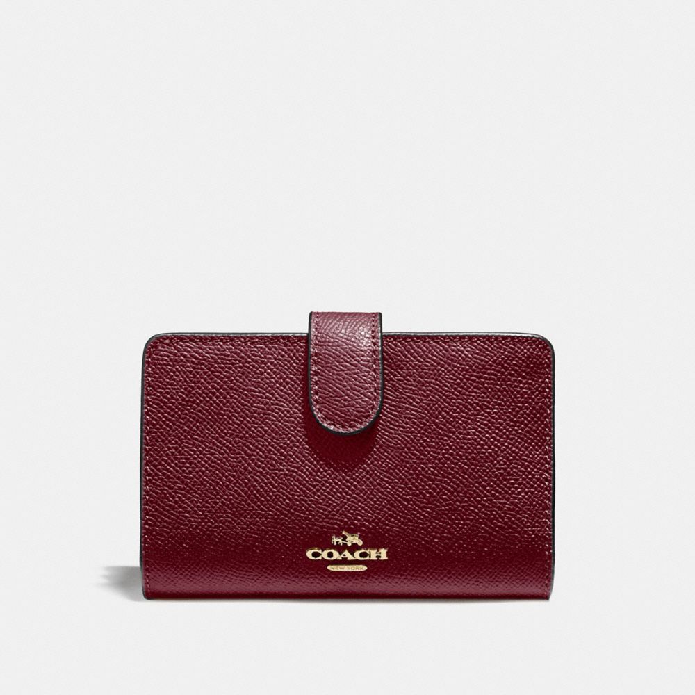 MEDIUM CORNER ZIP WALLET - F11484 - WINE/IMITATION GOLD