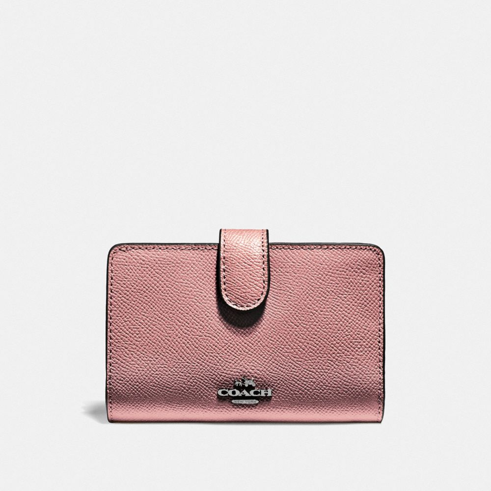 COACH F11484 - MEDIUM CORNER ZIP WALLET QB/METALLIC DARK BLUSH