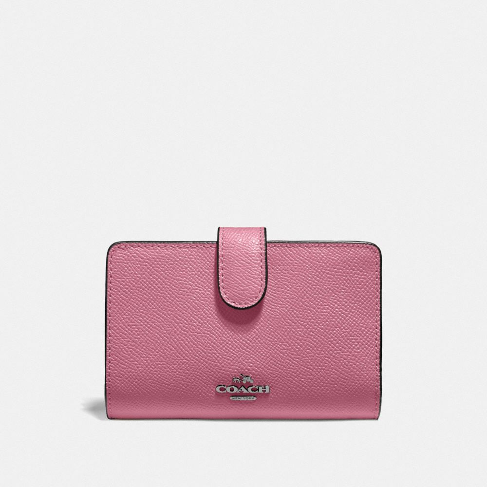 COACH F11484 MEDIUM CORNER ZIP WALLET QB/PINK-ROSE